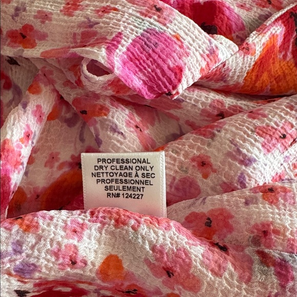 Misa Los Angeles Sybil Gardenia Pink Floral Chiffon Wrap Tie Top Blouse size M - Picture 8 of 10